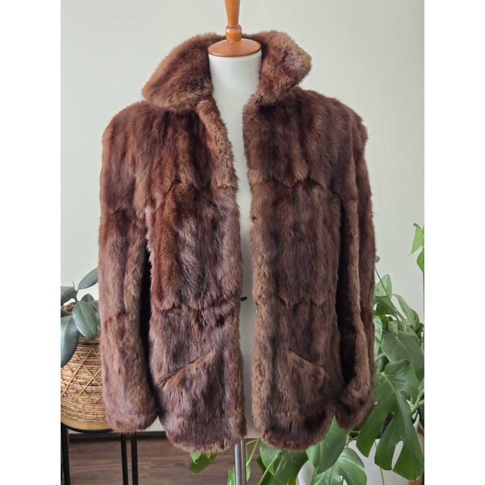 Vintage CANADIAN FURRIERS Mink Fur Capelet Stole Chestnut Brown Let Out Panels